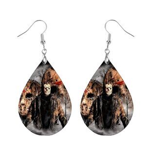 Jason Halloween Teardrop Dangle Handmade Hook Earrings